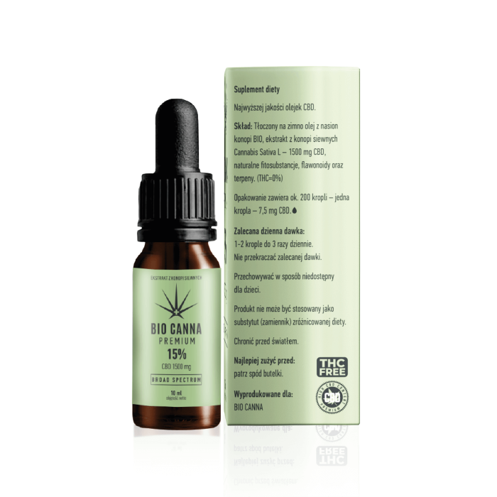 Конопляна олія BIO CANNA PREMIUM BROAD SPECTRUM 15% CBD/1500мг CBD, 10мл